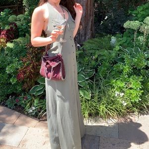 lagence green suede silk maxi dress